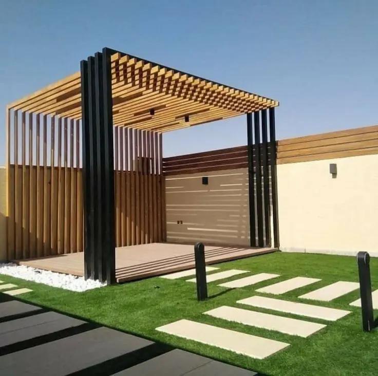 تصميم برجولات خارجية راقية للمنازل في حي منسوبي التعليم بالأحساء